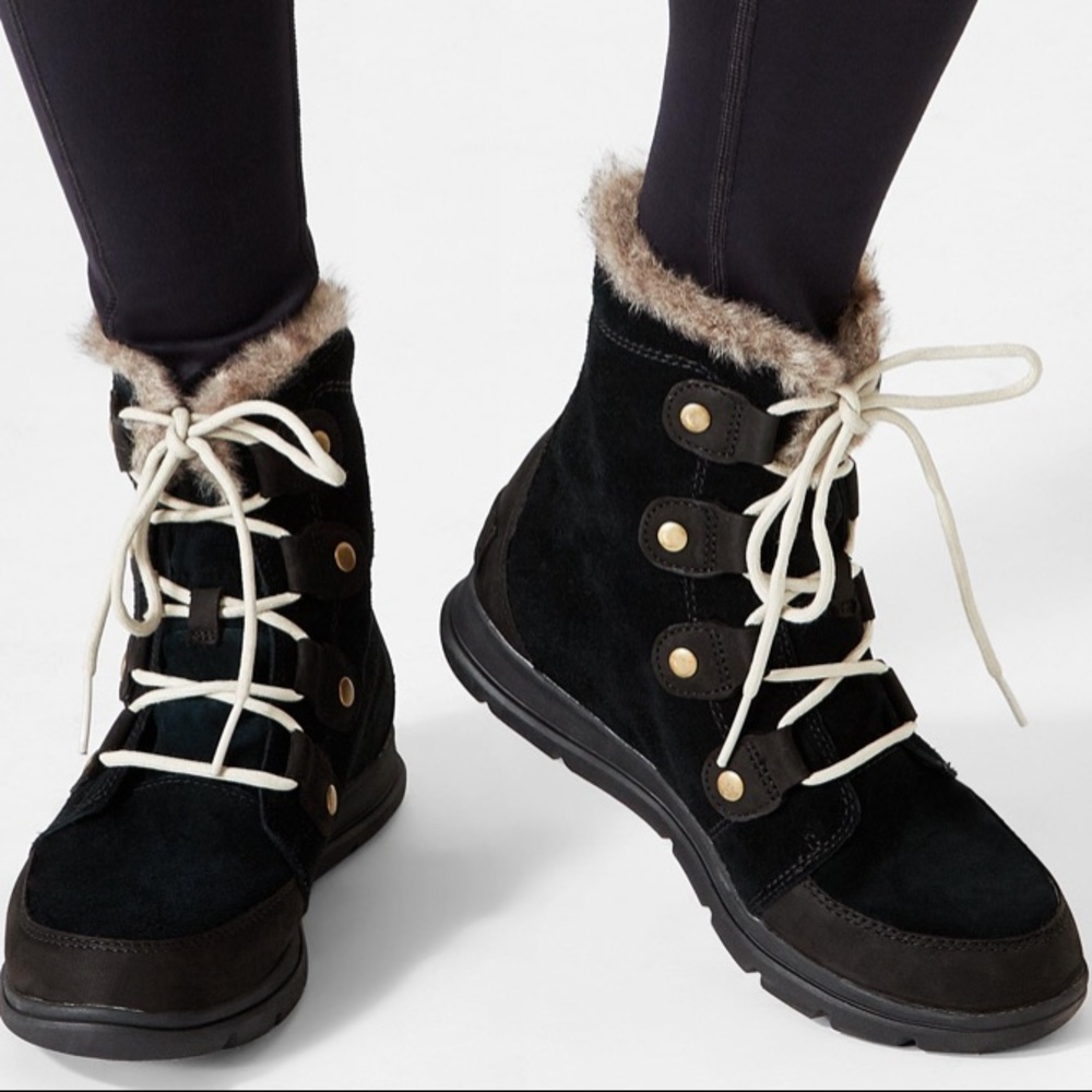 Sorel Women’s Explorer Joan black suede boots size 10 like new